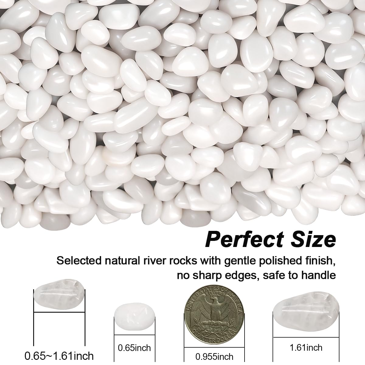 Fish Tank Rocks,Landscaping Pebbles,Decorative Ornamental Pebbles Garden,Landscaping Stones Gravel Filler for Home Decoration Flower Bed Fish Tank Plants Vases Succulents (5 Pounds, White)