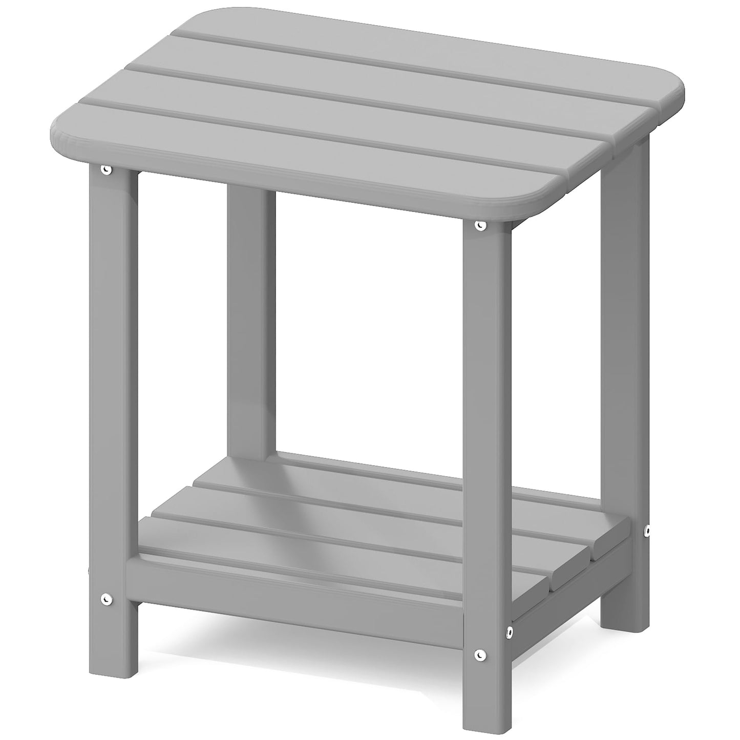 Sundale Outdoor 18" Small Side Table, Patio HDPE All Weather Small Adirondack End Table Water Resistant 2 Tier Rectangular Outside Table for Pool, Garden, Beach, Grey