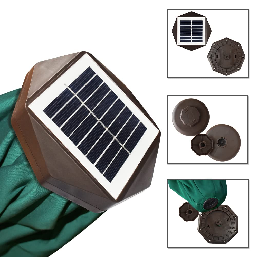 EliteShade USA 10-Year-Non-Fading 9ft Market Patio Umbrella, Commercial Grade Table Sun Umbrella with 80 Solar LED Lights, Crank Open, Windproof & UPF 50+ UV Protection for Garden, Deck, Pool, Backyard, Forest Green