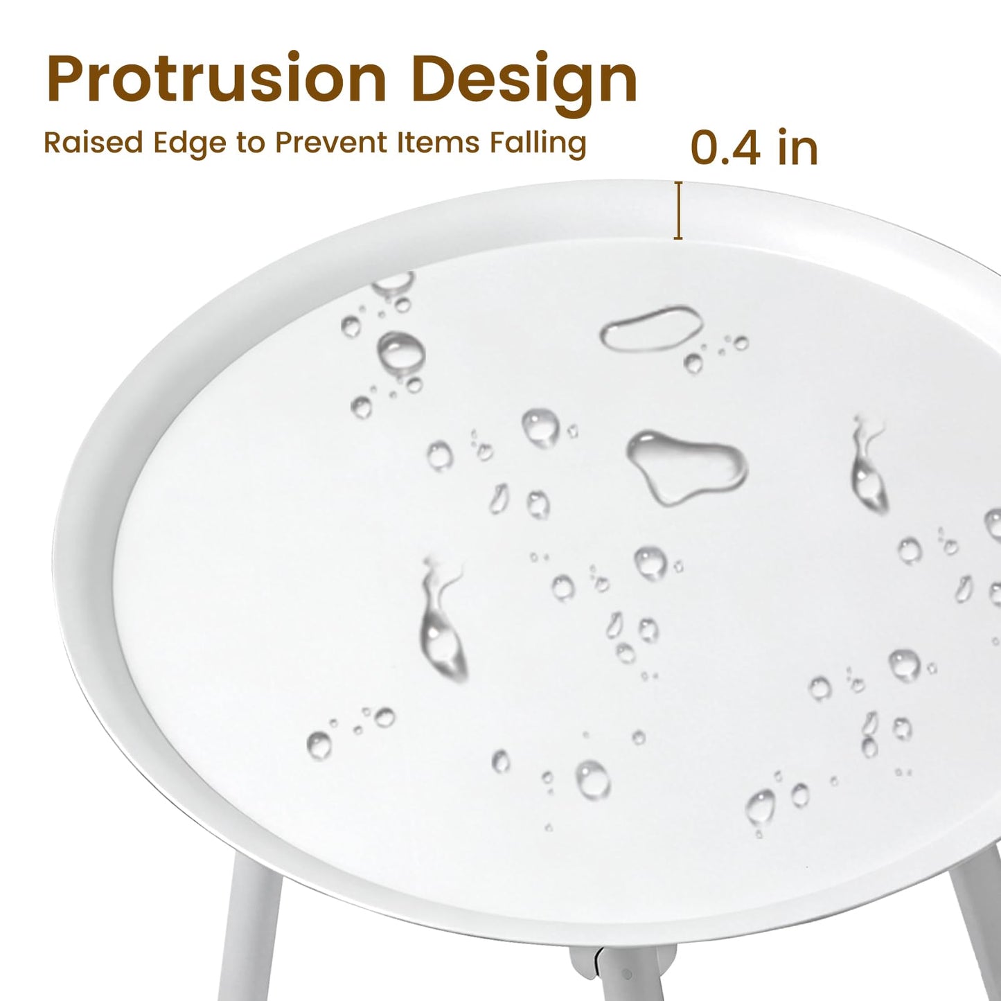 Uniqcovosa Plant Stand Indoor Outdoor, 11'' Round Black Mid Century Single Plant Table, 3-Leg Small Metal Plant Holders Flower Pot Stand, Modern Round Small Side End Table with Raised Design (White)