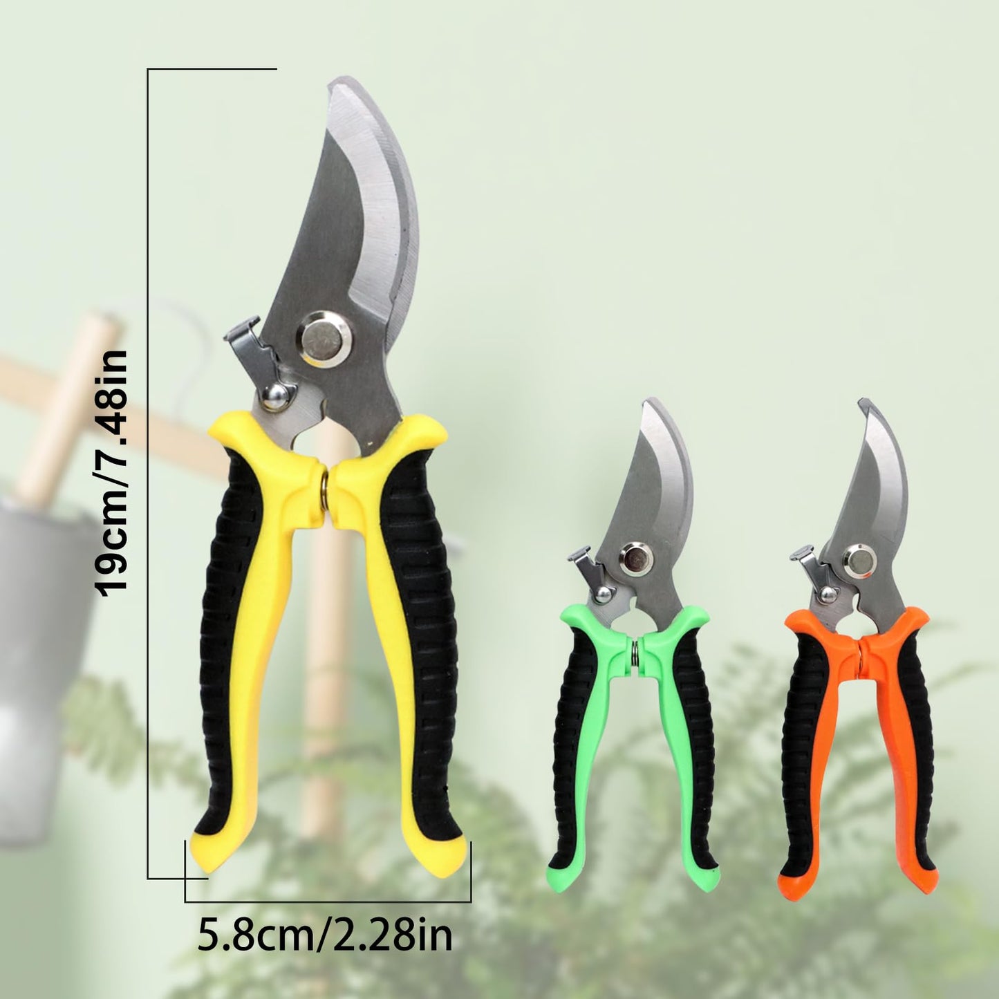 3PCS Garden Pruning Shears-7.5 Inch Stainless Steel Pruning Snips,Garden Scissors Handheld for Gardening Cutting Flower Tree Trimming Tools (3)