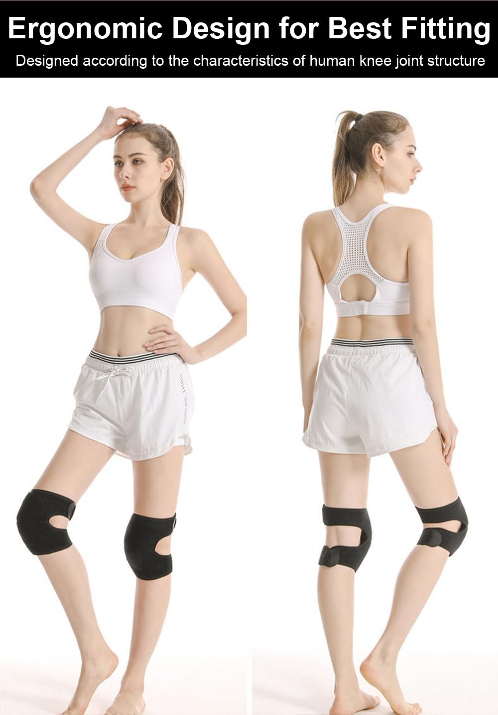 Knee Pads for Women & Men, Soft Dance Knee Pads with Adjustable Bands, Volleyball Knee Pads for Women Men Wrestling Knee Pads Wrestling Gear, Knee Protector Crash Pad Snowboarding Gear Soft Knee Pads for Work (Black, Medium)