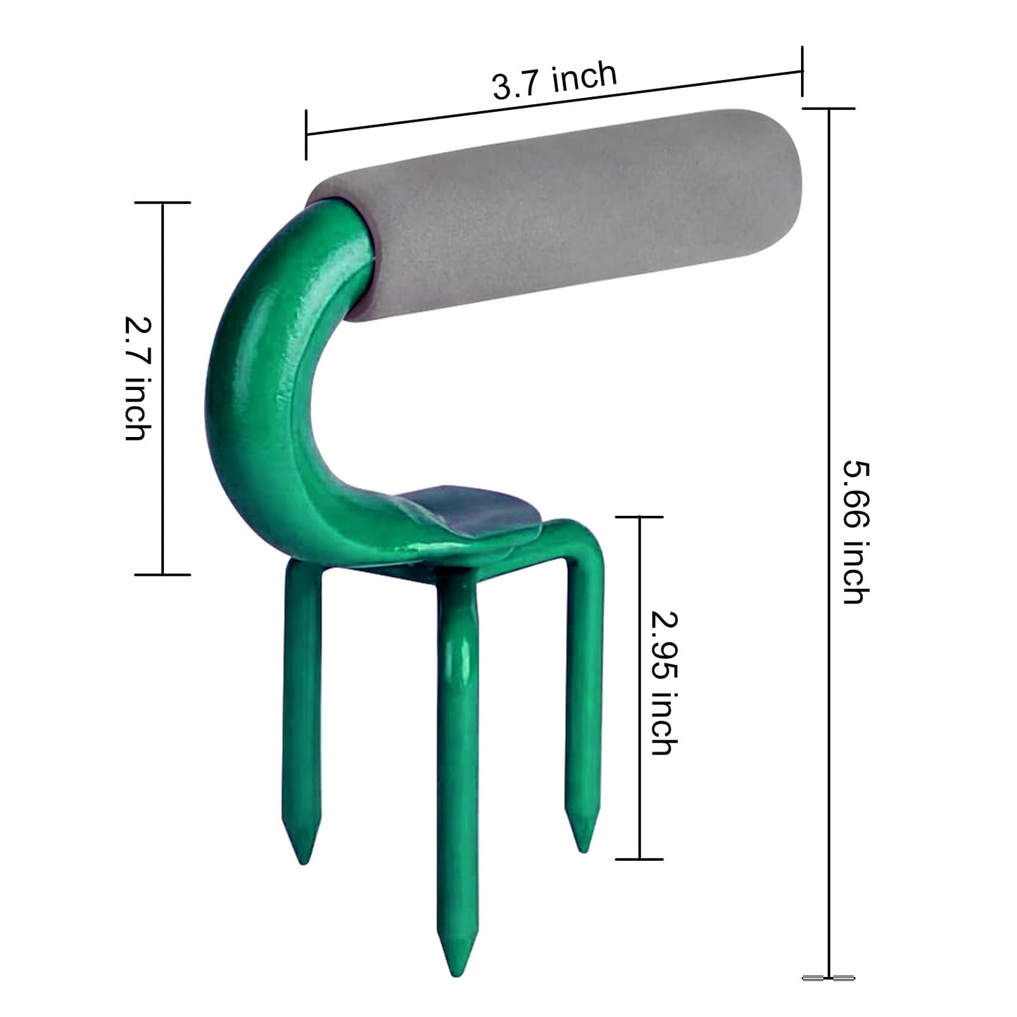 Hand Tiller - Small Garden Claw Hand Cultivator with 3 Metal Prongs for Weeding & Aerating Soil, Yard Soil Loosener Tool for Pots, Raised Beds, Vegetable Patches (Dark Green)