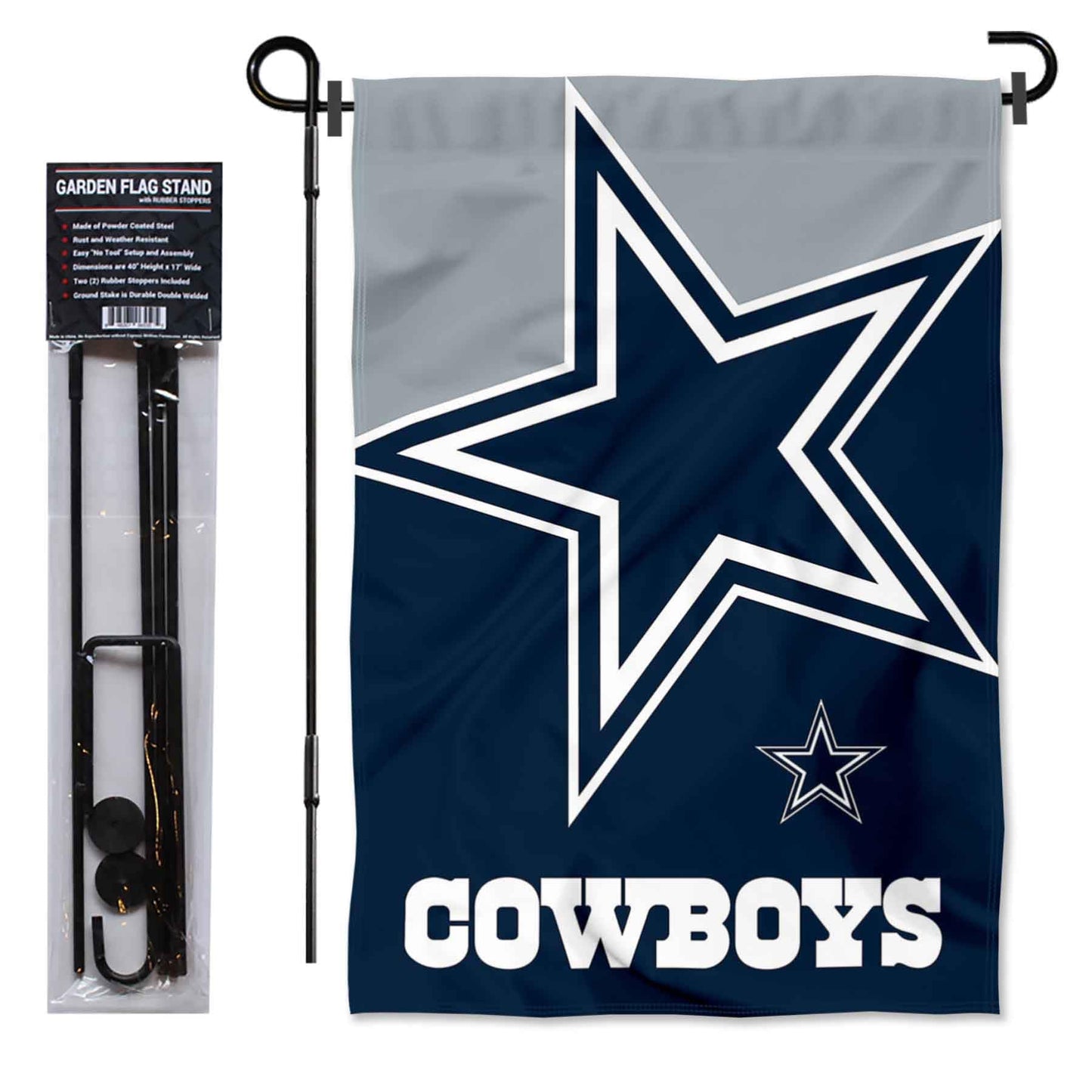 WinCraft Dallas Cowboys Bold Logo Garden Flag and Flagpole Mount