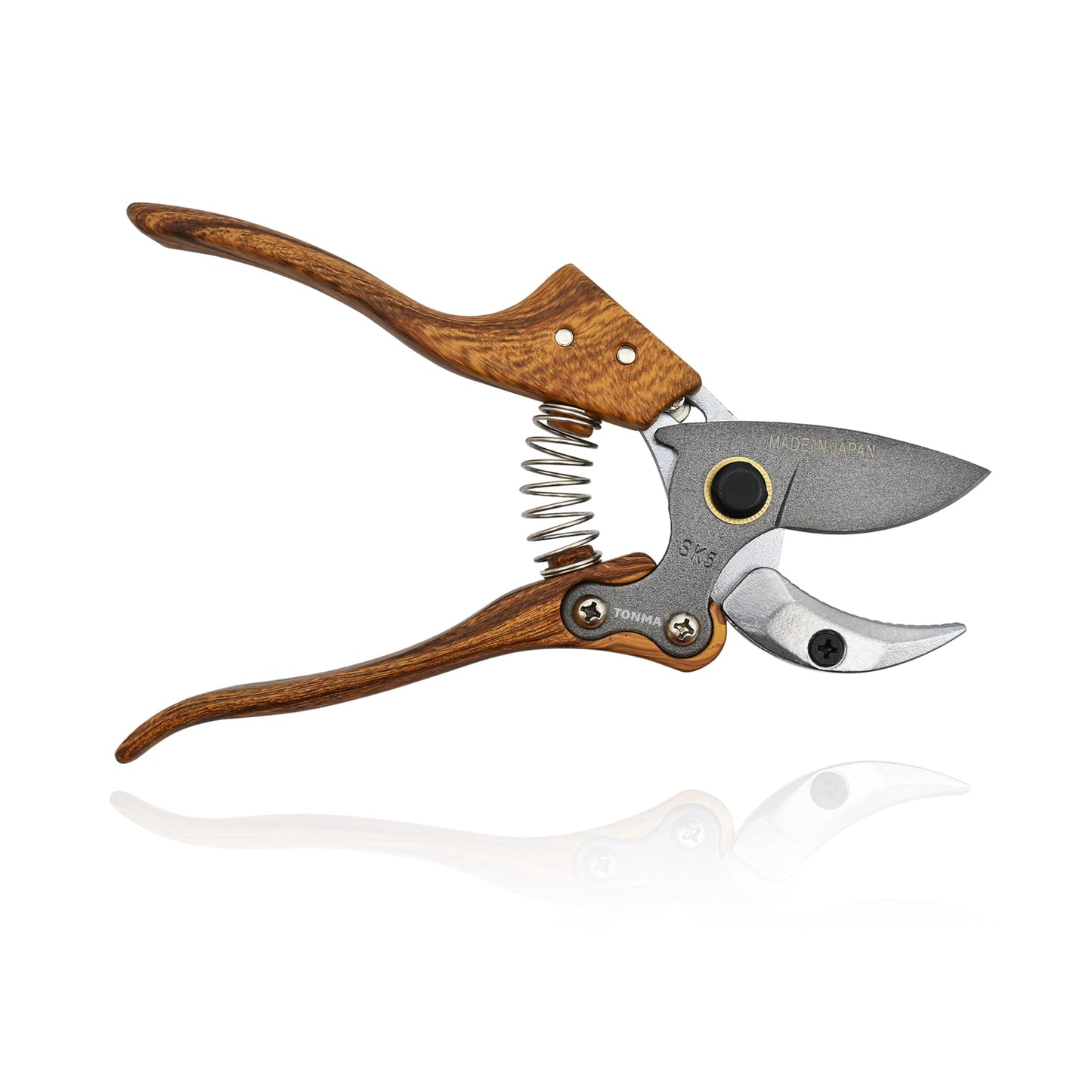 TONMA Anvil Pruning Shears [Made in Japan] Heavy Duty Garden Shears Secateurs, Japanese Gardening Scissors Plant Pruners Hedge Clippers, Ergonomic Imitation Wood Grain Aluminum Alloy Handle