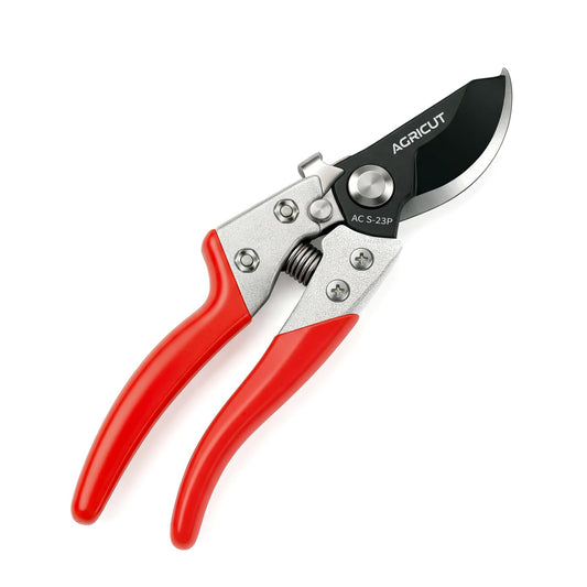 AGRICUT Pruning Shears, 7/8-Inch Cut Capacity Hand Clippers, Bypass Pruners, Gardening Scissors with Sharp Steel Blade (Aluminum Handle, High Carbon Steel)