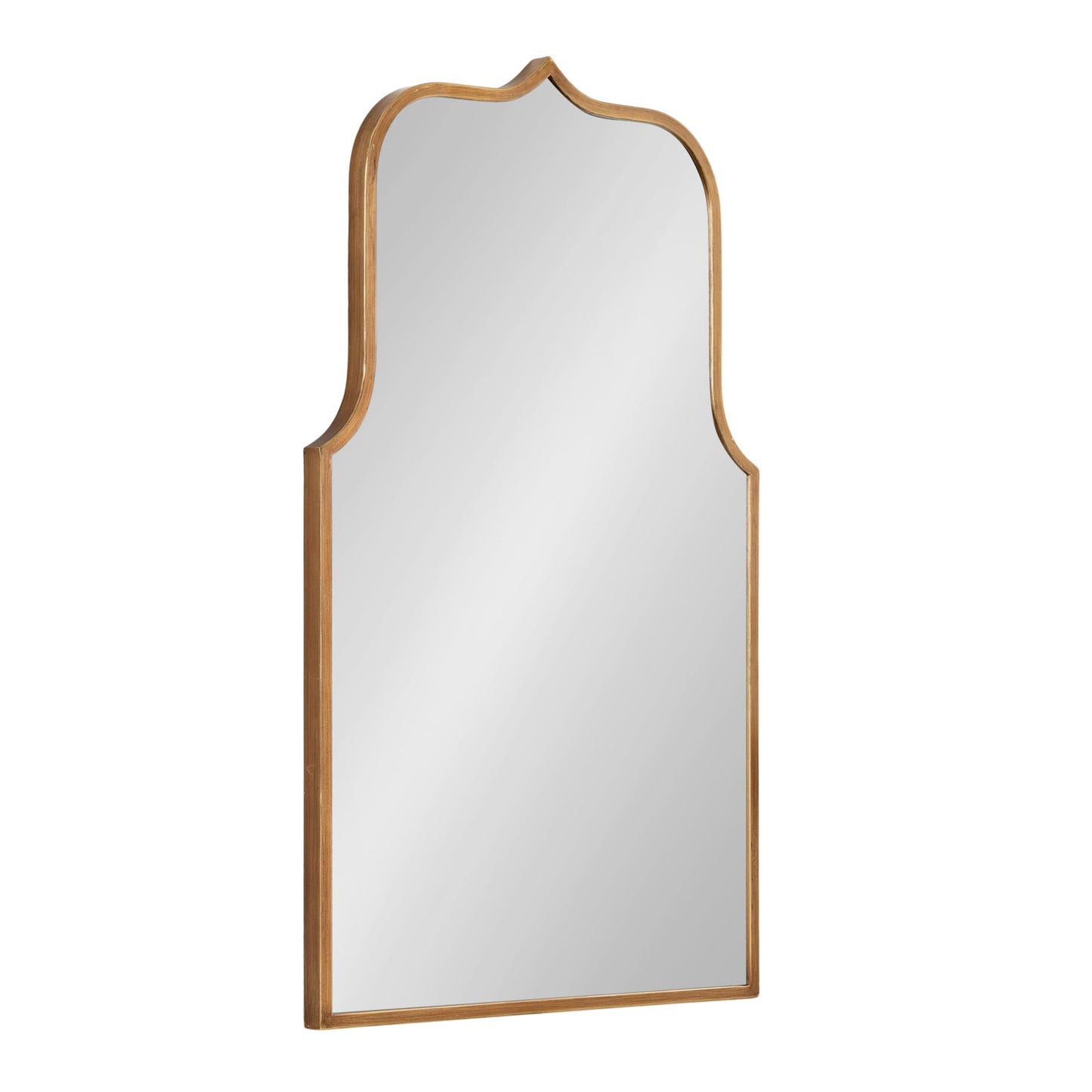 Kate and Laurel Gezella Glam Scalloped Arched Wall Mirror; 22 x 36; Antique Gold; Stunning Glamorous Decorative Tall Arch Mirror with Soft Scallops and Slim Moroccan Frame