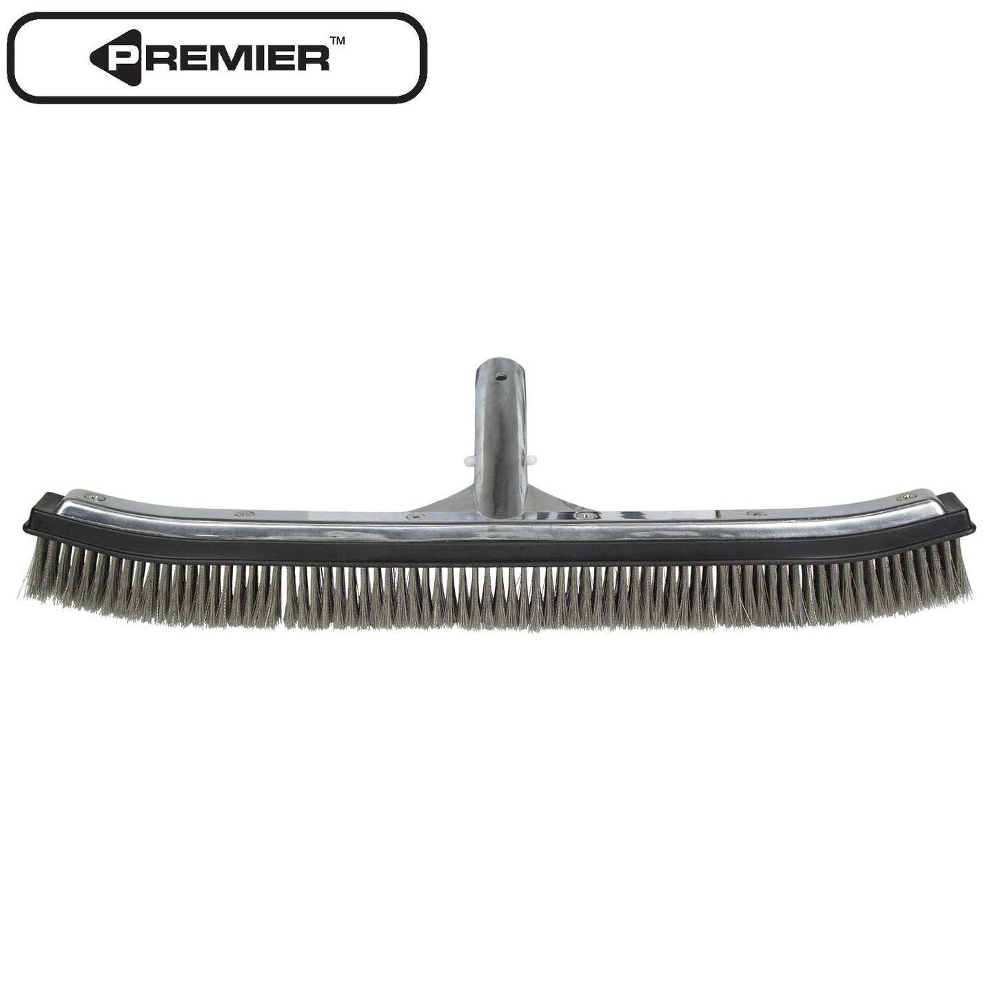 Poolmaster 18-Inch Stainless Steel Pool Algae Brush, Heavy-Duty Aluminum Back, for Gunite Concrete Pools and Spas, Wide Head for Fast Wall and Floor Cleaning
