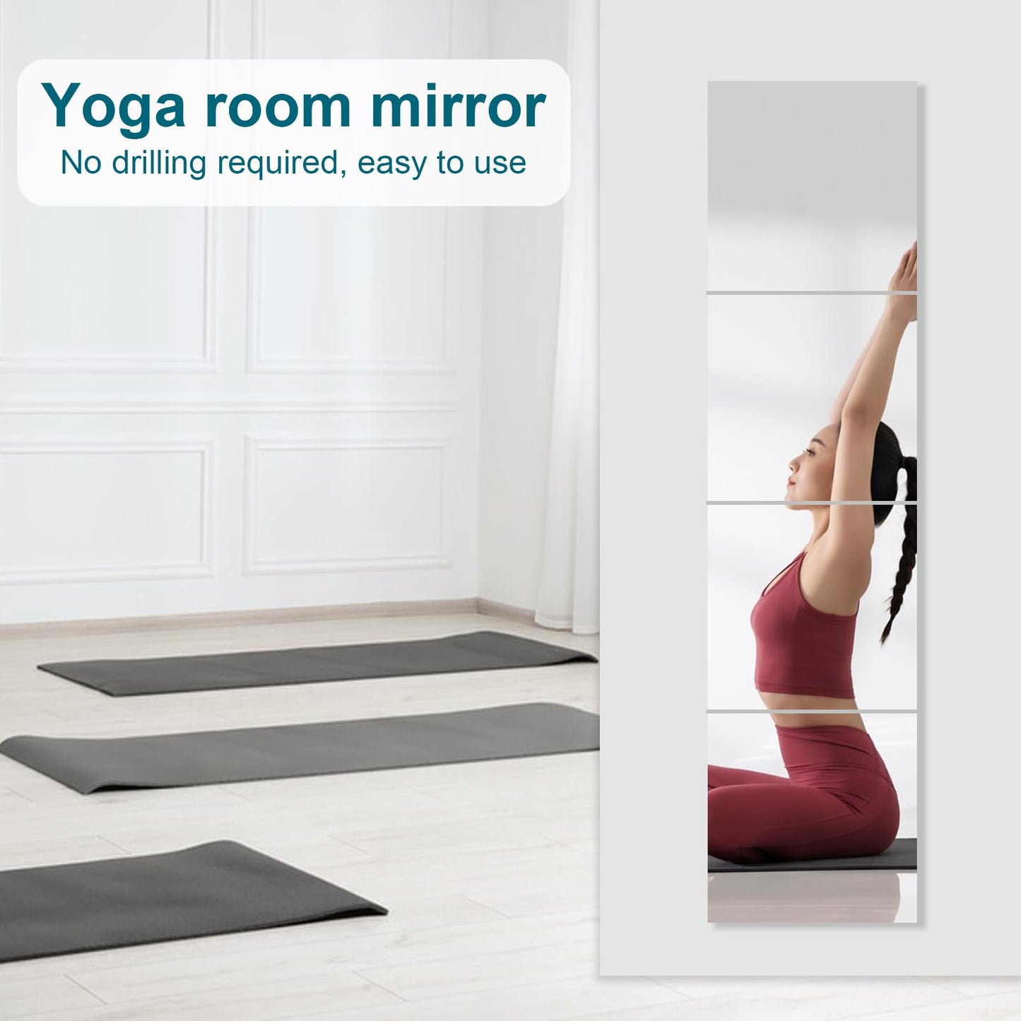 PopularLdo 6 Pack 14"x12" Shatterproof Acrylic Mirror Tiles – Self-Adhesive, Unbreakable Wall Mirrors for Kids Room, Bathroom, Bedroom, Closet Door, or Home Gym