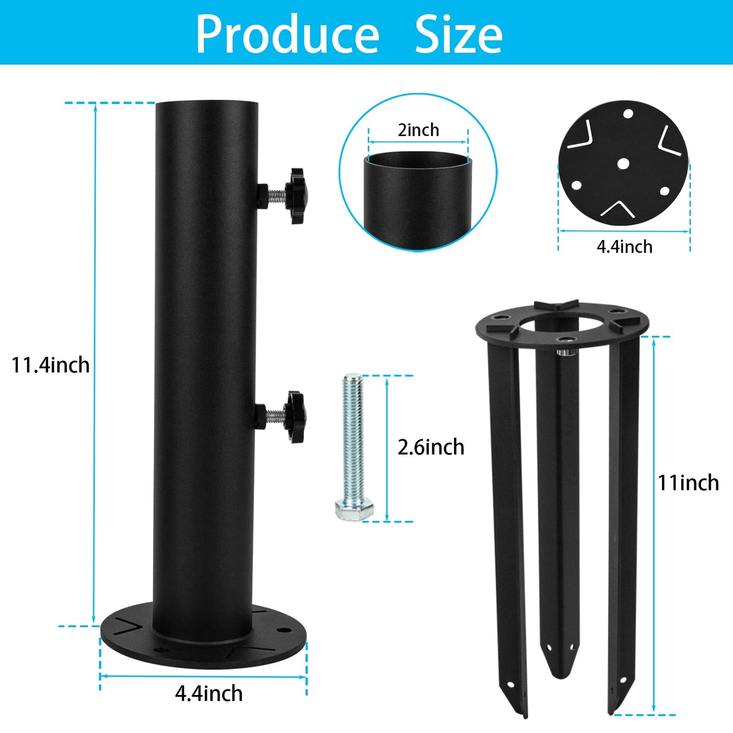 Wdwlbsm Patio Umbrella Base Stands Multifunctional Outdoor Umbrella Holder, In Ground Umbrella Base with Ground Spike Fixing,Deck Umbrella Mount for Lawns,Granite,Concrete,Deck,Many Ways Installation