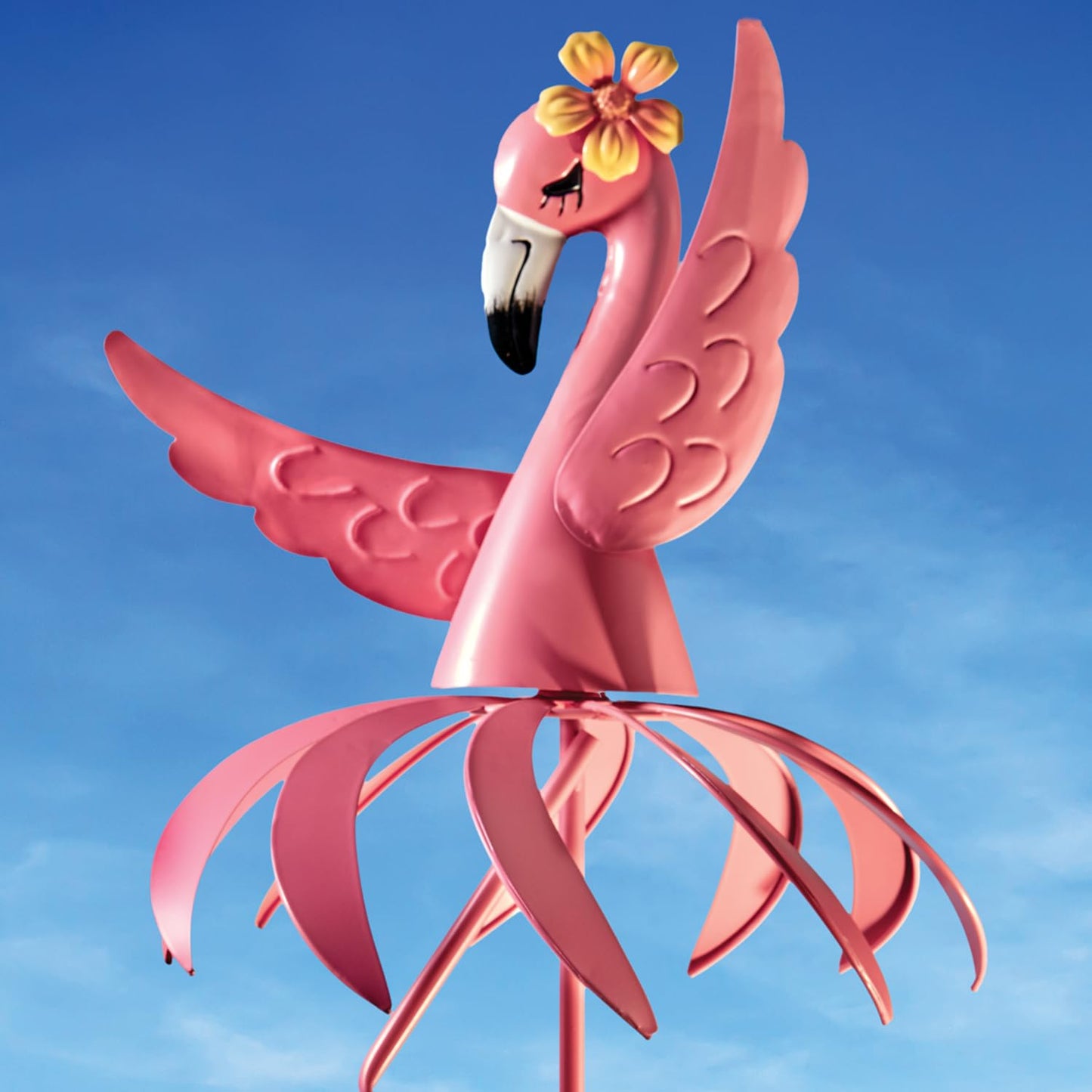 Bits and Pieces Pink Flamingo Wind Spinner - 38 Inch Outdoor Garden Decoration Rust-Resistant Windspinner Windmill Yard Art