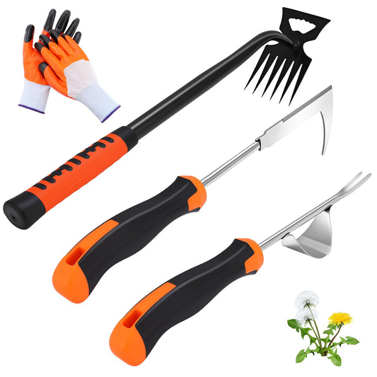 Hoemwarm Weed Puller Tool, Manual Portable Stainless Steel Weeder Puller Tool, Crack Weed Remover Gardening Tools for Garden Farm Backyard
