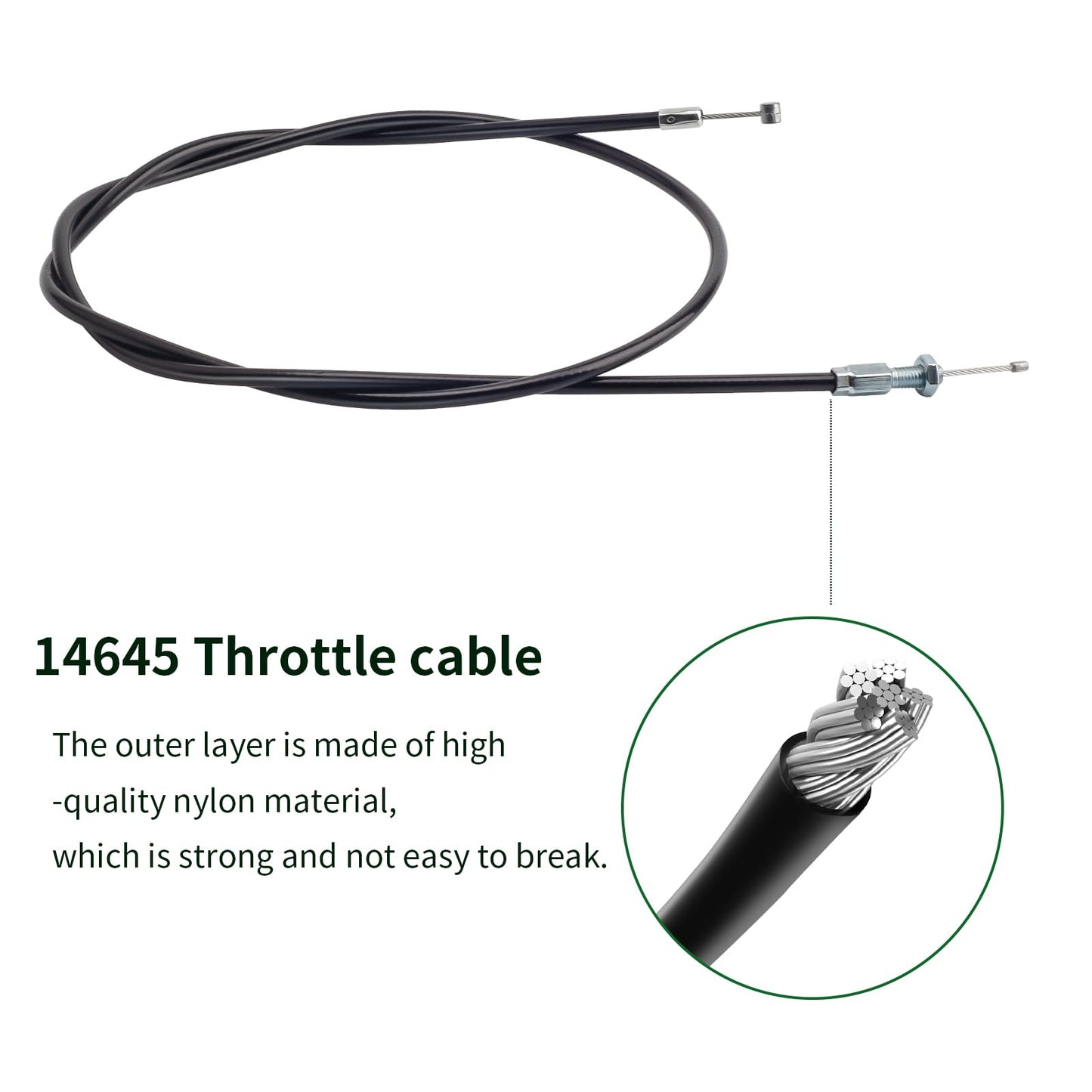 DONFON 14645 Throttle Cable, Earthquake Tiller Parts Seismic Throttle Cable for MC43 Cultivators Replaces 4667(Including Trimmers and Weeders), Replacement for Ardisam OEM, Replaceable Throttle Cable