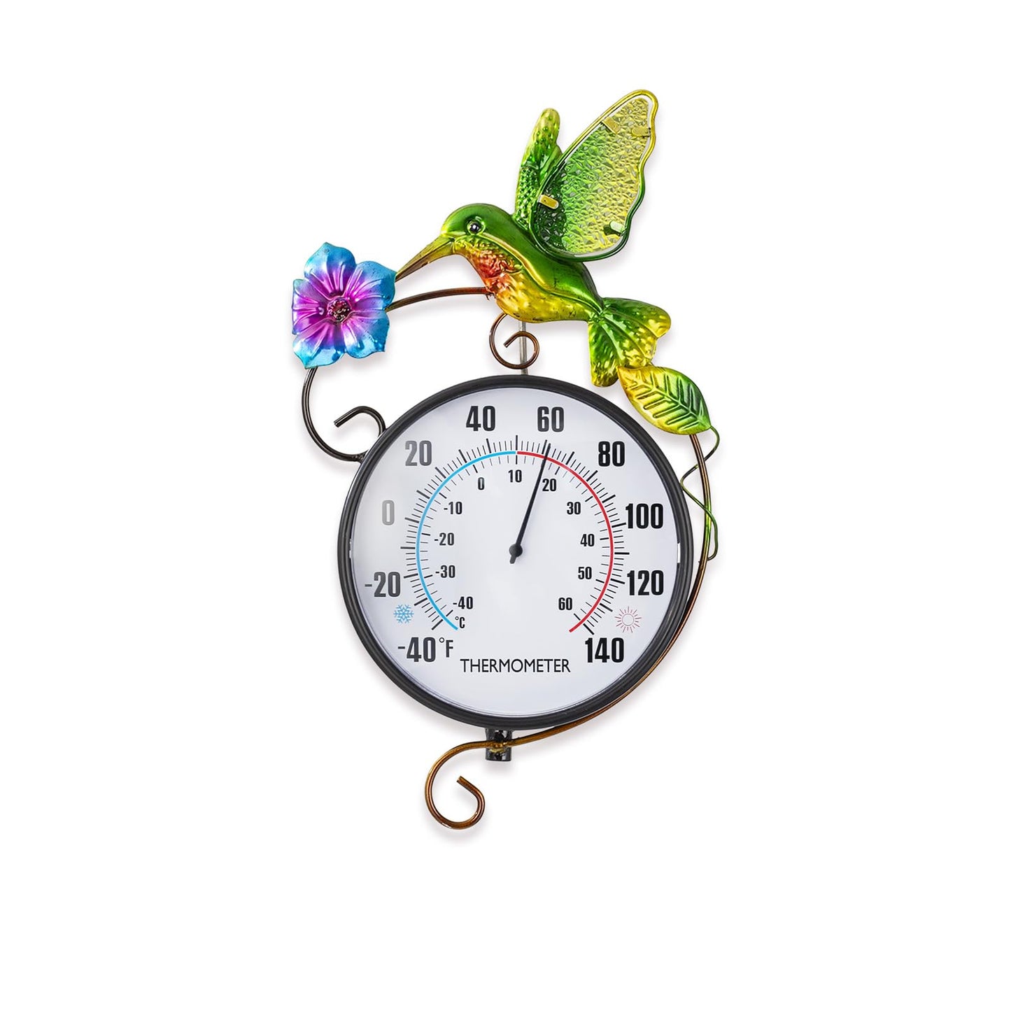Outdoor Thermometer, Hummingbird Hanging Wall Thermometer & 42" Metal Garden Stake Outside Thermometers Waterproof Decorative for Patio,Lawn,Room,Greenhouse, No Battery Required Garden Gifts