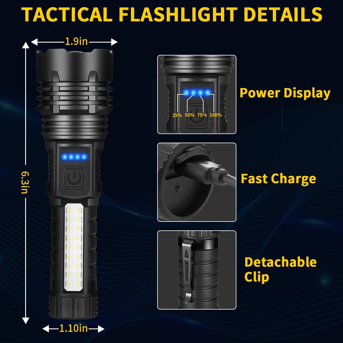 ZioeYiue Rechargeable Flashlights High Lumens, 7Mode Super Bright Flashlight Powerful, Adjustable Tactical Flash Light High Powered, LED Flashlights for Home Emergency Hunting Camping Essentials Gear