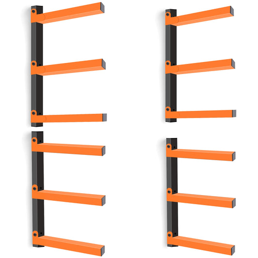 Caliee lumber Storage Rack Wall Mount, Heavy Duty Wood Storage Racks With 6-Level System Holds Up to 1400 lbs, Garage Shelf Wall Mount, Basement, Workshop, Rustproof & Space-Saving Design (4)