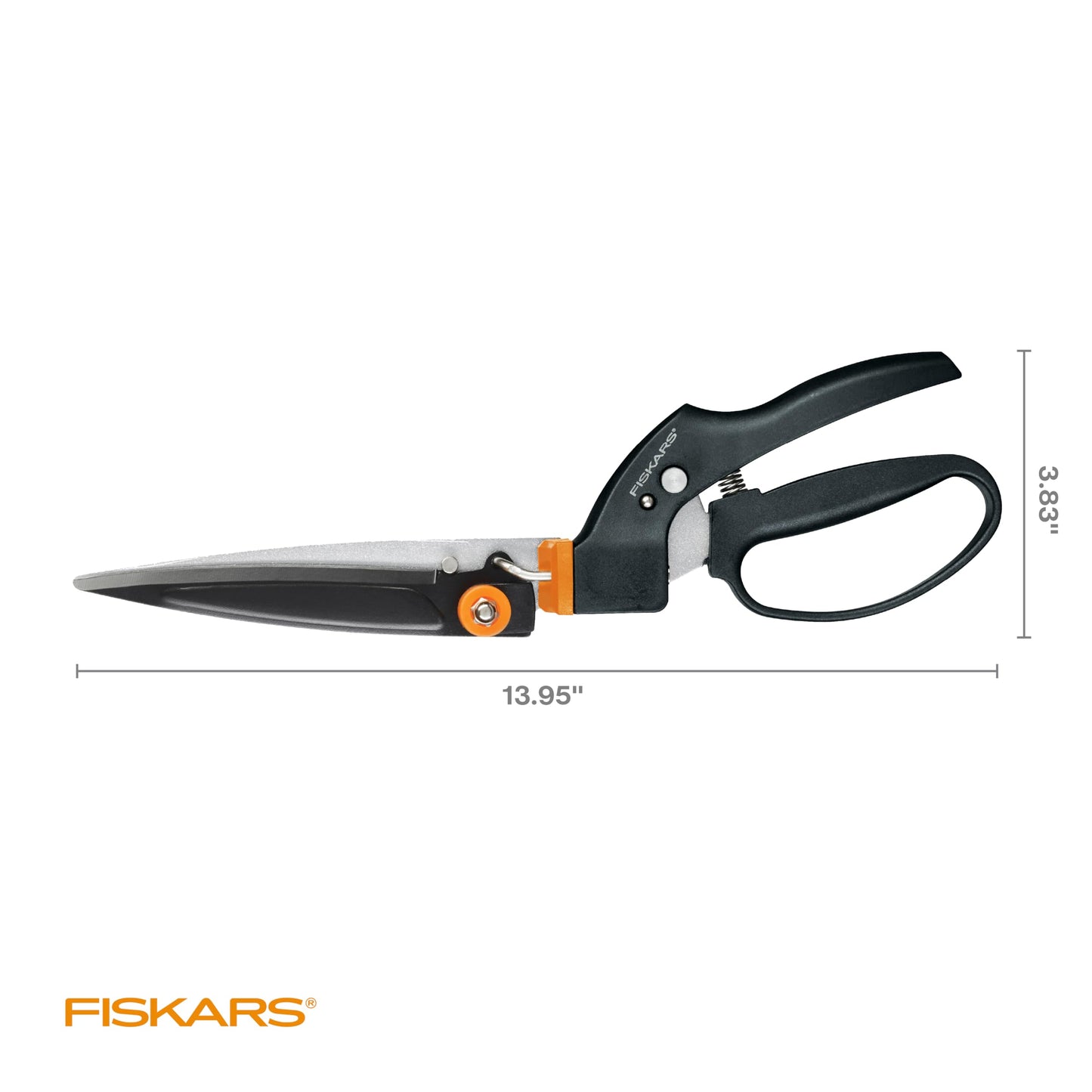 Fiskars Garden Swivel Grass Shears, Rotating Blades for Precise Lawn Edging, Spring-Action Handle, 5", Black/Orange