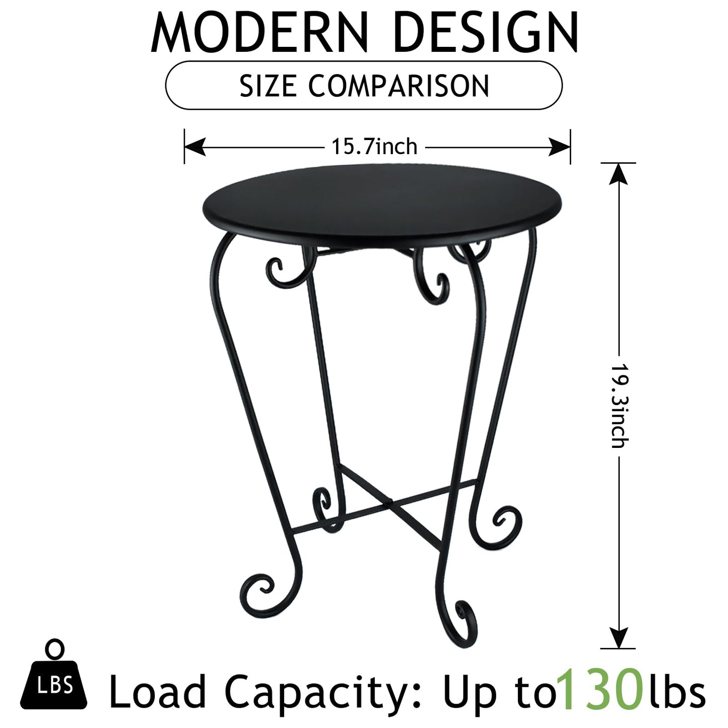 Wtiujhg Small Patio Side Table,Round Metal Side Table,Weather Resistant Anti-Rust Outdoor Side Tables,Outdoor End Table for Garden,Porch,Balcony,Yard,Black