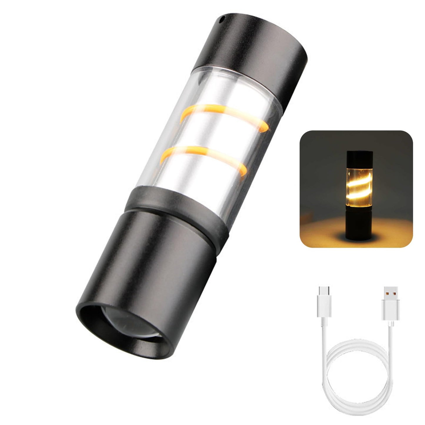 INSIGHLUX Small Flashlight Rechargeable LED Flashlights with COB Light,Zoomable 500 Lumens Pocket Flashlights for Camping,Travel,Outdoor,Emergency,Hiking,Automotive Work