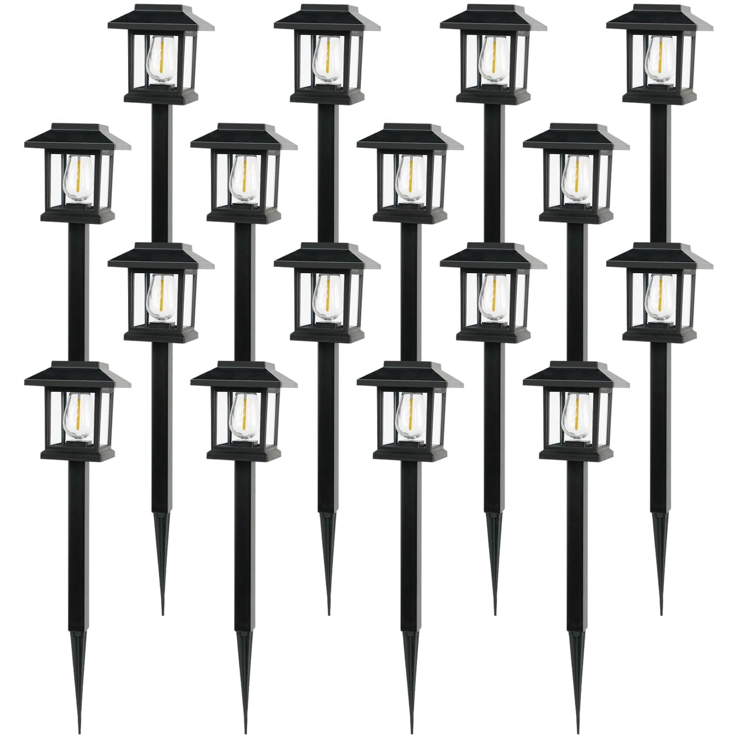 16-Pack Solar Lights Outdoor (Extra-Bright & Auto On/Off), Solar Powered Garden Lights, Outdoor Waterproof Solar Pathway Lights for Patio, Path, Yard, Landscape, Driveway, Walkway Decor (Warm White)