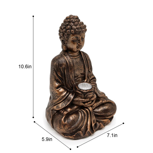 Juliahestia Outdoor Buddha Statues Solar Light: Desk Zen Garden Deor for Outside Patio Home Decoration Meditation Sculpture Room Decor Indoor Meditating Figurine Yard Lawn Ornament