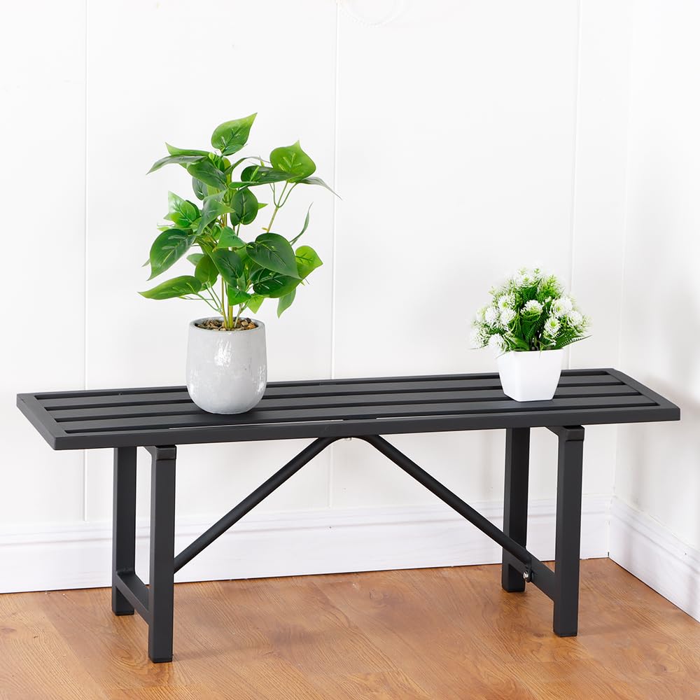 DHYGOTFUR Plant Stand - Indoor/Outdoor Extra-Sturdy Aluminum Plant Stand with 300 LBS Capacity (L37.8 x W11.4 x H13.8 inch)