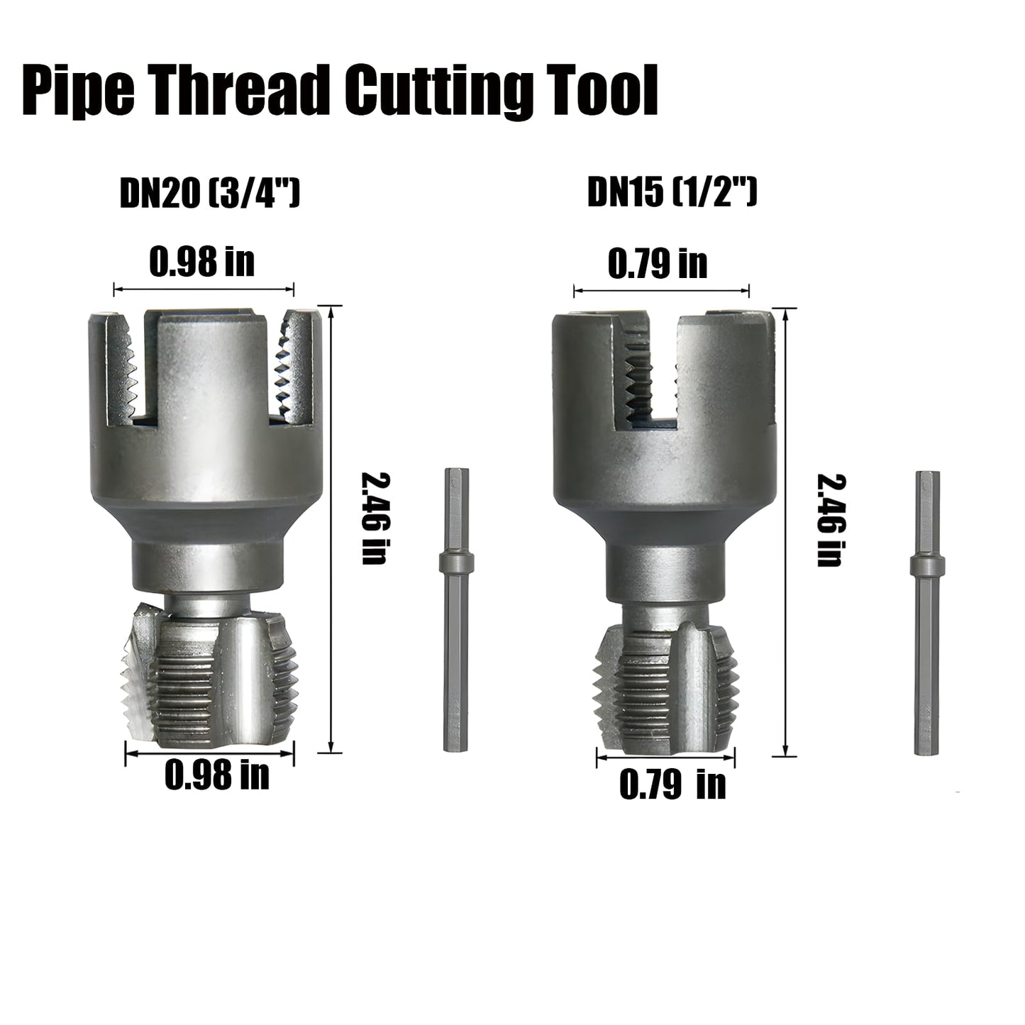 2025 New Dual-Function Pipe Thread Cutting Tool, Integrated Internal & External Pipe Threading Tool, Electric Drill Compatible PVC Pipe Threader Kit, 1/2" 、3/4" Dies, for Home Repair (1/2" + 3/4")