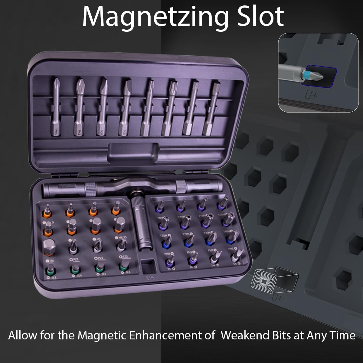 42 in 1 Magnetic DIY Ratchet Screwdriver Set,Multi Bit Screw Drive with Storage Case, Portable Compact Repair Tool Kit for Furniture, Bicycle,Watch,Computer, (42 in 1 Gray)