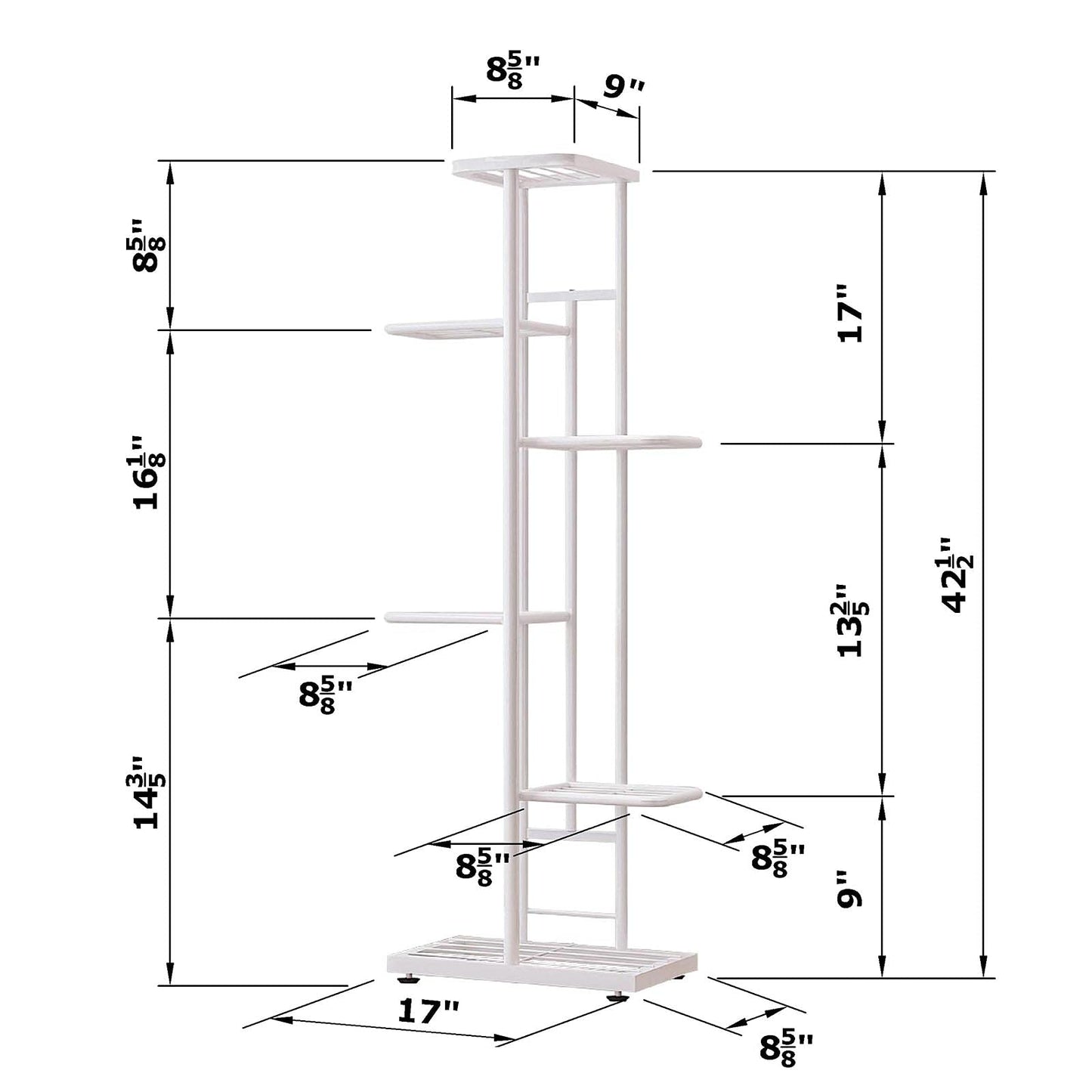 MTB Garden 6 Tier Metal Plant Stand for Indoor Outdoor Flower Pot Display Planter Shelf, White