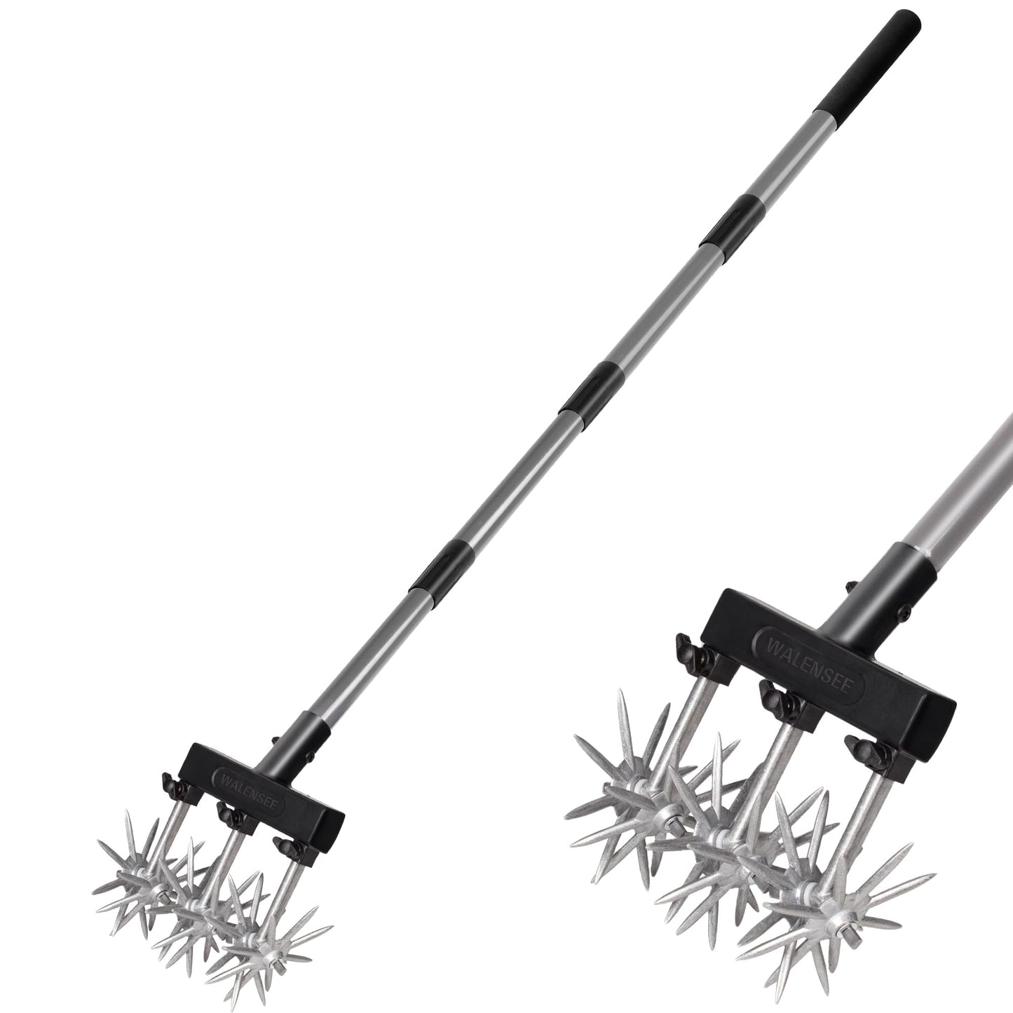 Walensee Rotary Cultivator Garden Tool, Adjustable Hand Tiller with Long Handle, Manual Soil Crusher for Breaking Up Clods, Seedbed Prep, Reseeding, Aerating Raised Beds, Garden, Yard & Lawn