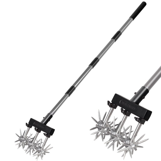 Walensee Rotary Cultivator Garden Tool, Adjustable Hand Tiller with Long Handle, Manual Soil Crusher for Breaking Up Clods, Seedbed Prep, Reseeding, Aerating Raised Beds, Garden, Yard & Lawn