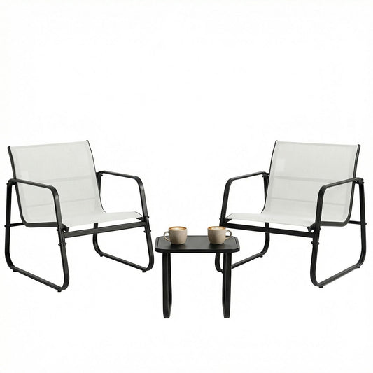 DUMOS 3 Piece Patio Furniture Set，Outdoor Patio Furniture Set with Table, Patio Sectional Bistro Sets for Lawn, Garden, Balcony, Poolside