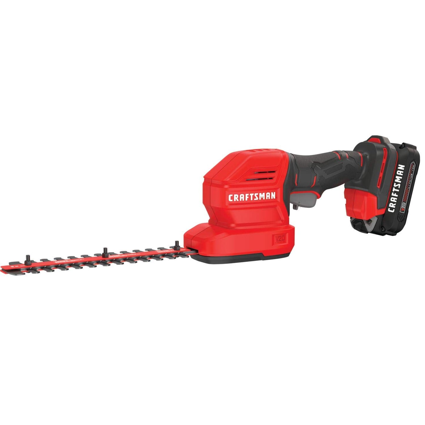 CRAFTSMAN V20 4 In. Cordless Handheld Grass Trimmer and 8 In. Mini Hedge Trimmer, Battery and Charger Included, Rechargeable 2 in 1 Grass Shear and Bush Trimmer (CMCSS800C1)