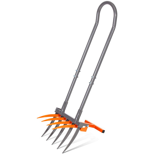 Walensee Broad Fork Garden Tool, 9 Tines Heavy Duty Broadfork Hand Tiller, 2-in-1 Garden Pitchfork with Ergonomic U-Shaped Handle, Spading Digging Fork for Gardening, Cultivating