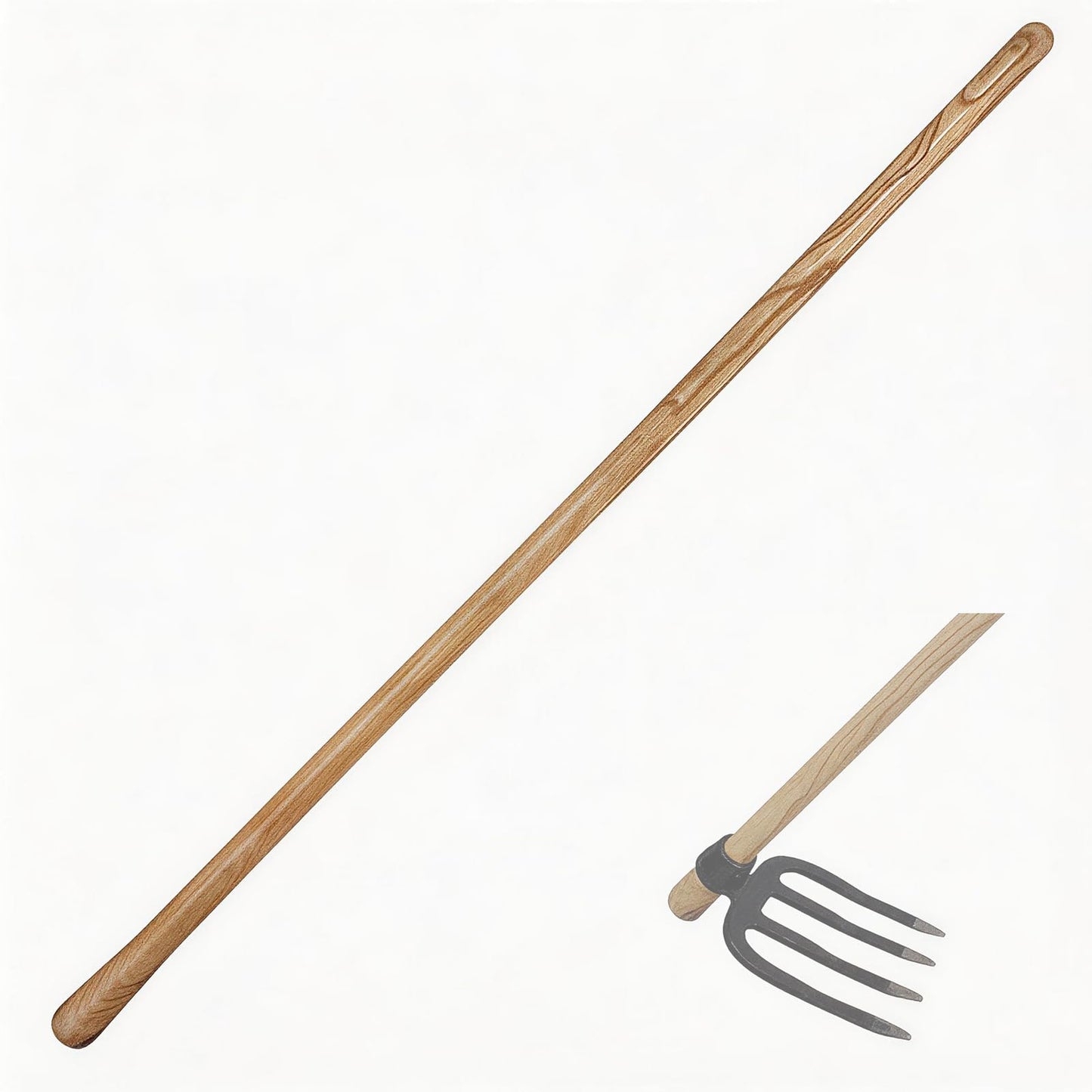 55-Inch Pure Solid Wood Replacement Handle for Garden Hoe Digging Spading, Surface Coated with Protective Paint, Clear Finish, Convenient and Durable (Spade & Fork Head Not Included)