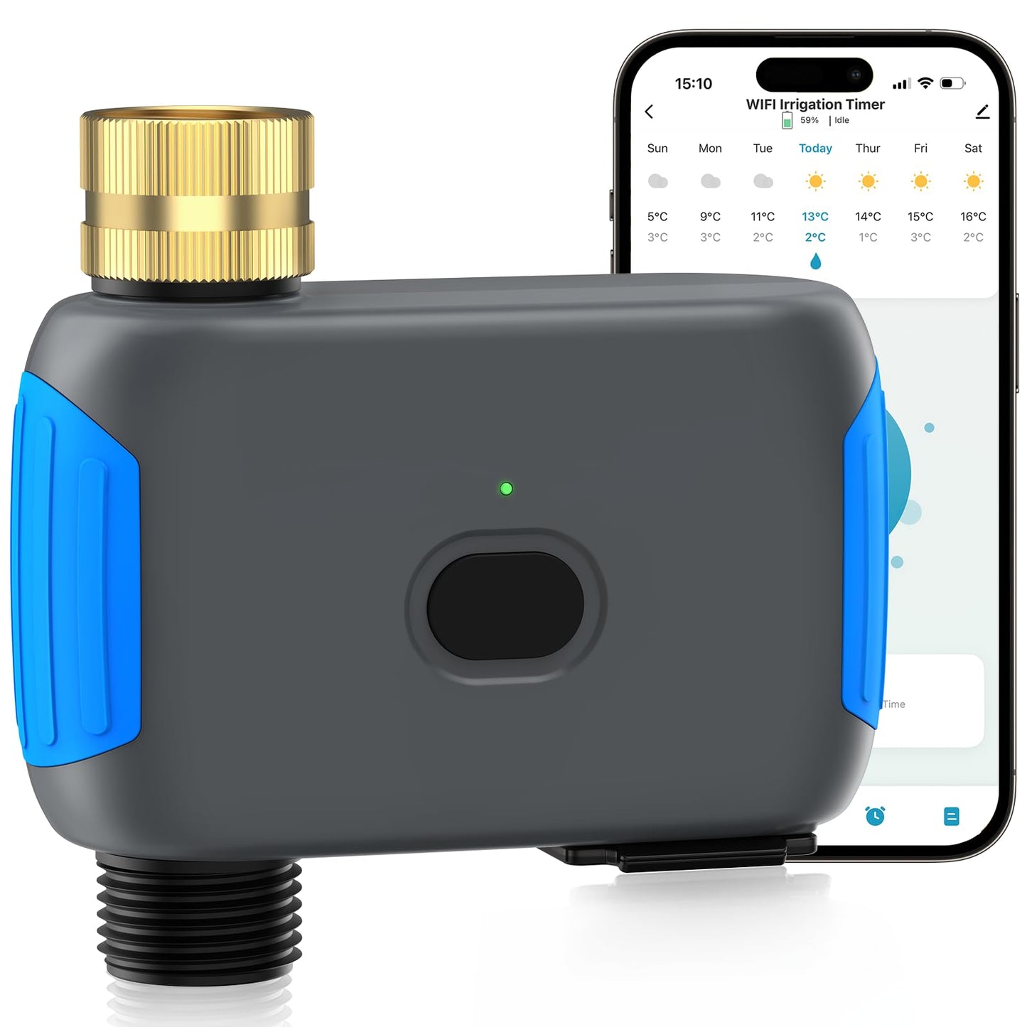 Grillum WiFi Sprinkler Timer, Smart Bluetooth Hose Timers, Water Timer for Garden Hose with APP, Digital Automatic Irrigation System Compatible with Alexa Google, for Outdoor Garden Lawn, 1 Outlet