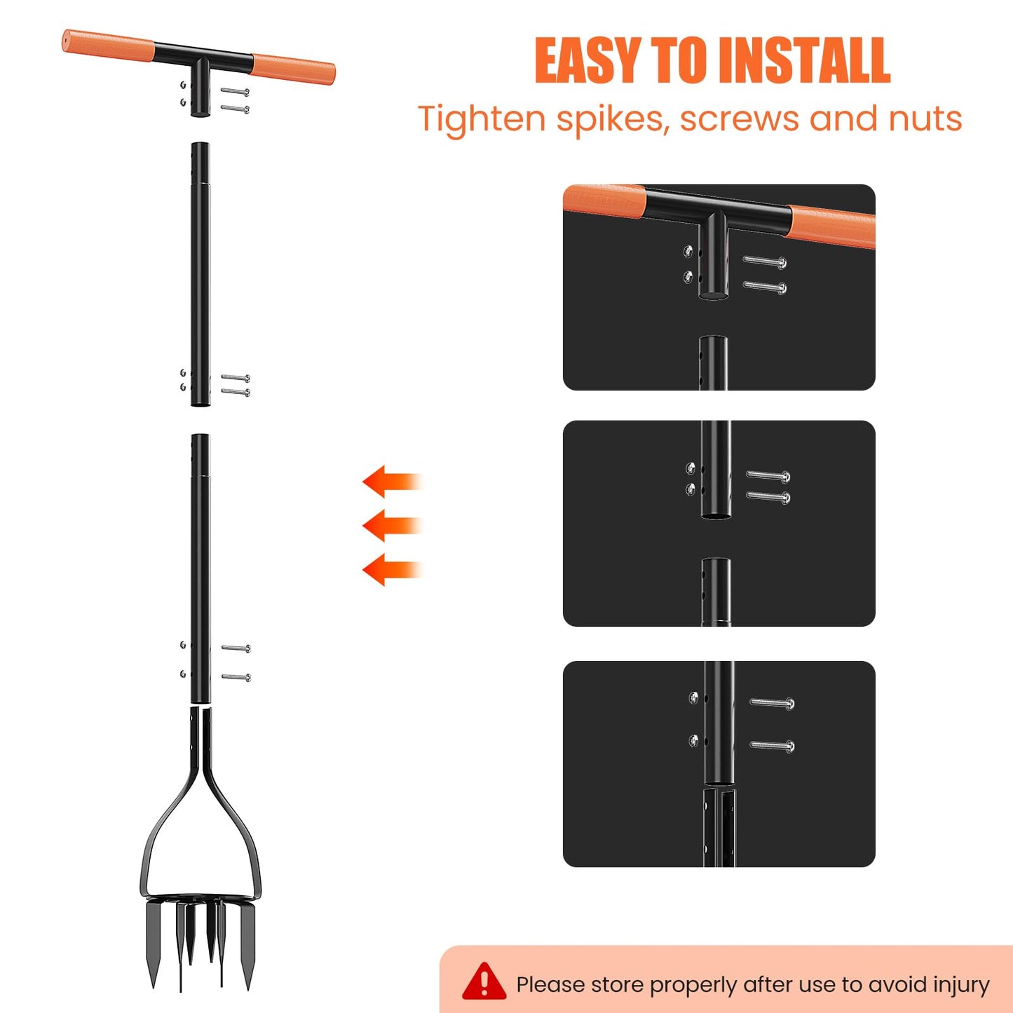 Luvenia Hand Tiller Cultivator with 5.1 Inch Deep 8 Steel Teeth, Manual Soil Tiller Garden Tool 40 Inch with Anti-Slip Pedal，Garden Claw for Weeding, Planting Aerating, Mixing Soil