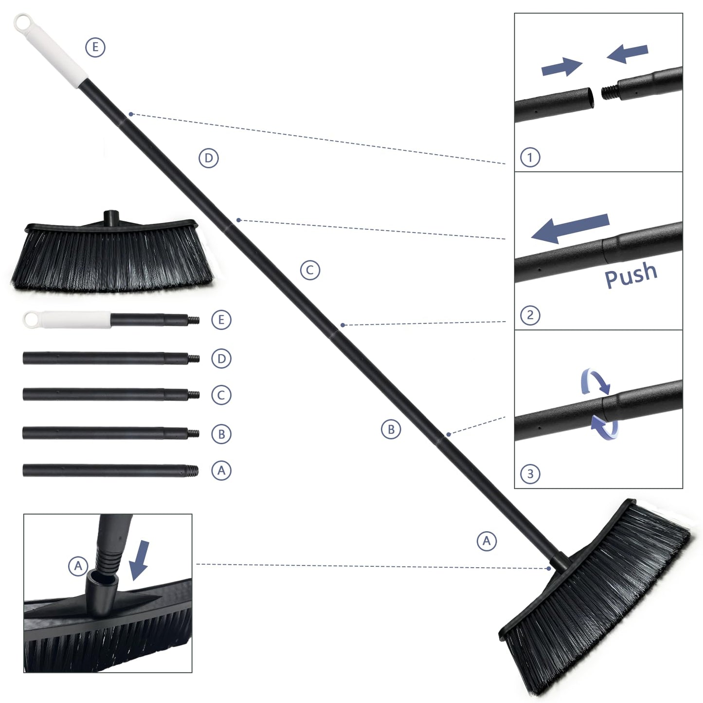 Zthluyc Outdoor Broom for Cleaning Floor - Outside Brooms, Heavy Duty Outdoor Broom for Cleaning Garages, Terraces, and Porches, etc.