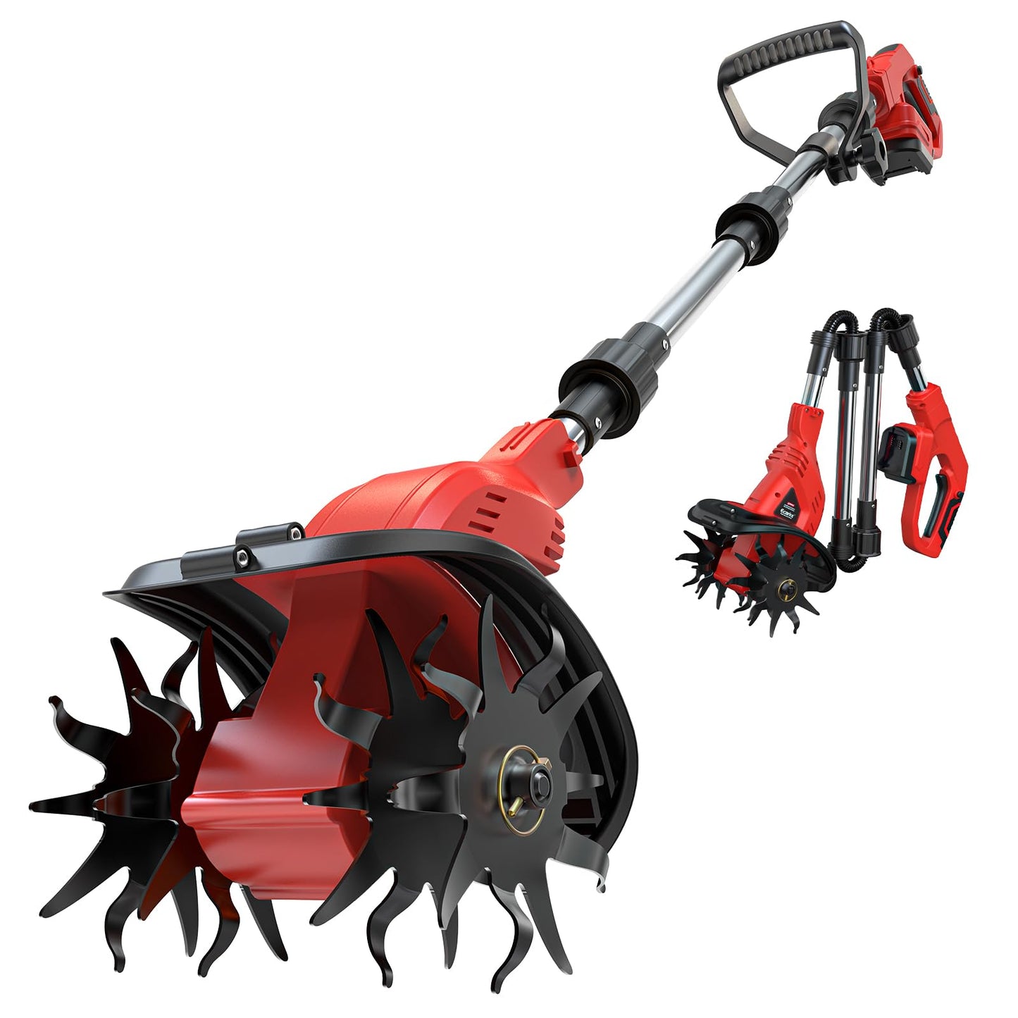 Cordless Tiller Cultivator Compatible with Milwaukee 18V Battery(Tool Only), 450RPM Electric Tiller for Gardening, 9"x6.3" Tilling, 48 Reinforced Steel Tines Rototiller for Lawn/Soil Cultivation