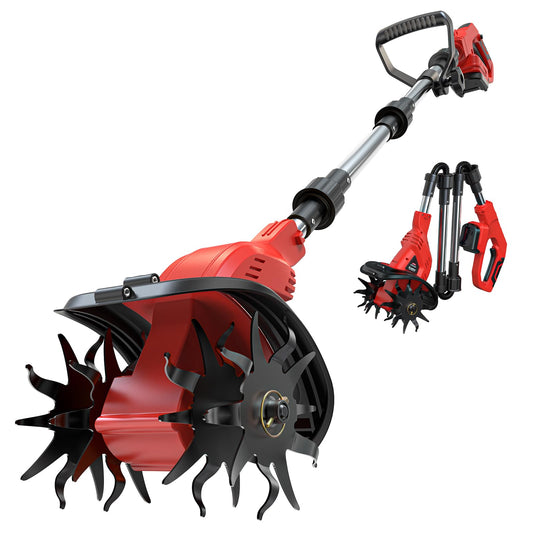 Cordless Tiller Cultivator Compatible with Milwaukee 18V Battery(Tool Only), 450RPM Electric Tiller for Gardening, 9"x6.3" Tilling, 48 Reinforced Steel Tines Rototiller for Lawn/Soil Cultivation