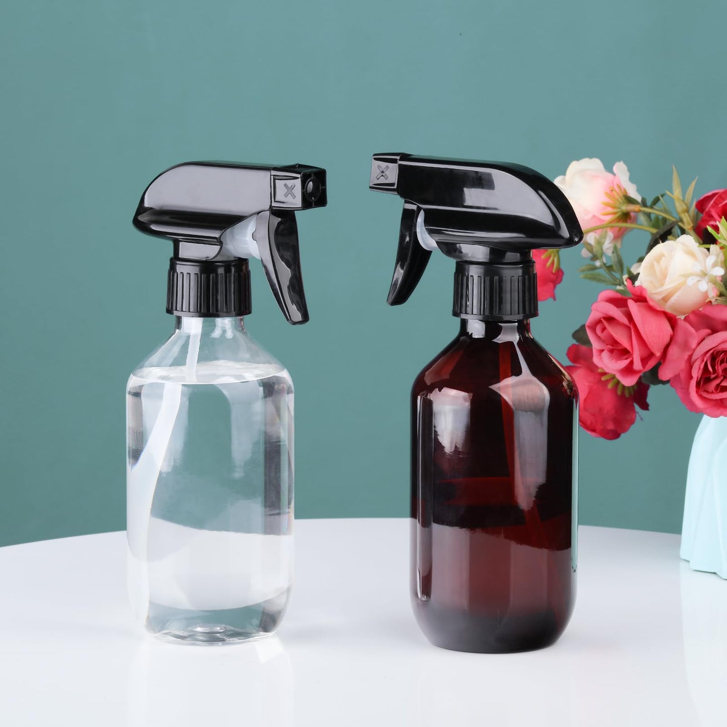 KREMORV Spray Bottles 10oz/300ml Plastic Spray Bottle Empty Refillable Container with Adjustable Head Sprayer, Mist/Stream Water Bottle for Cleaning Products, Plants, Pet Training, Hairstyling