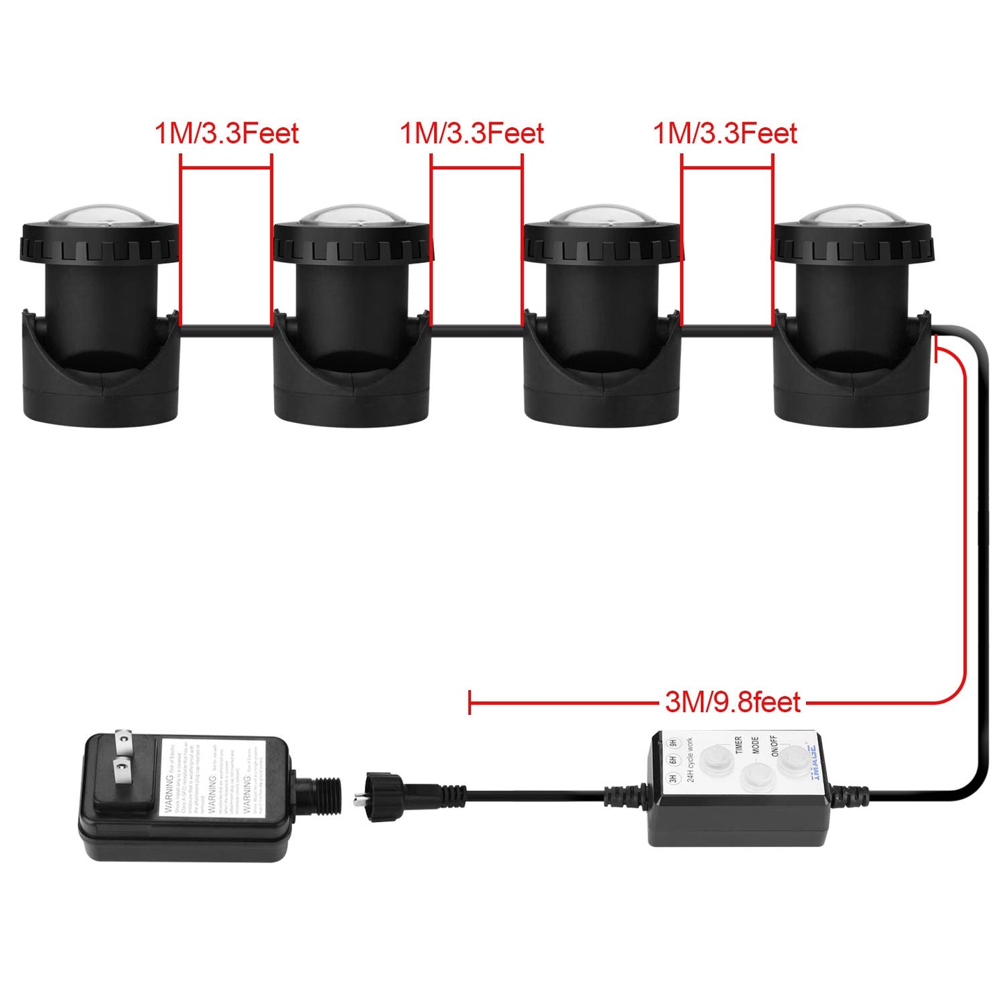 Pond Lights Remote Control Submersible LED Lights [Set of 4] IP68 Underwater Lights Aquarium Spotlight 48LED with Timer Landscape Lamp for Swimming Pool Fish Tank Fountain Pond Decoration