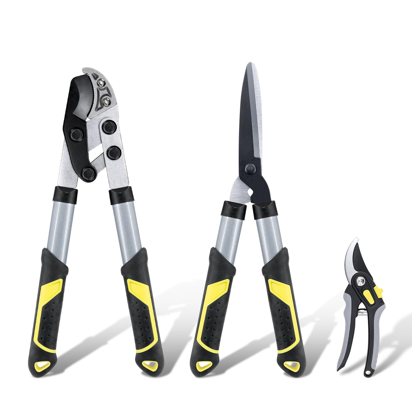 Colwelt Loppers Hedge Shears Garden Shears Set 3Pcs, Compact 17’’ Anvil Branch Cutter & Hedge Clippers & Garden Scissors, Shears Gardening Tools for Yard(Set for the bulk of light-to-moderate pruning)