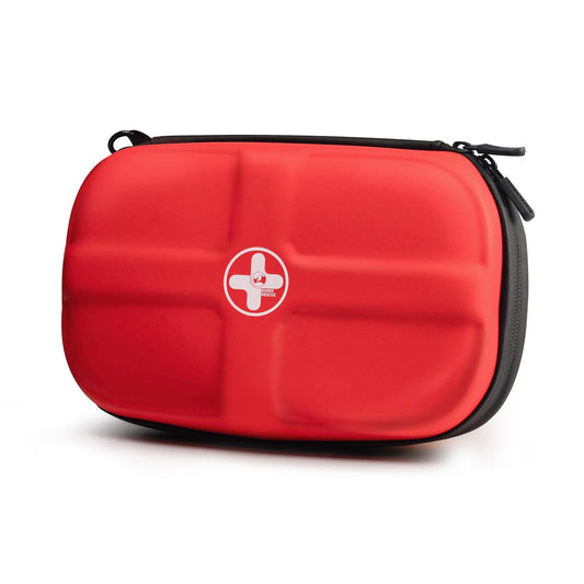 RHINO RESCUE EVA First Aid Kit, Small Waterproof Emergency Hiking First Aid Kit for Backpacking, Medical Kit for Travel, Home, Car, College Dorm Room, Camping, Boat, Back to School (Red)