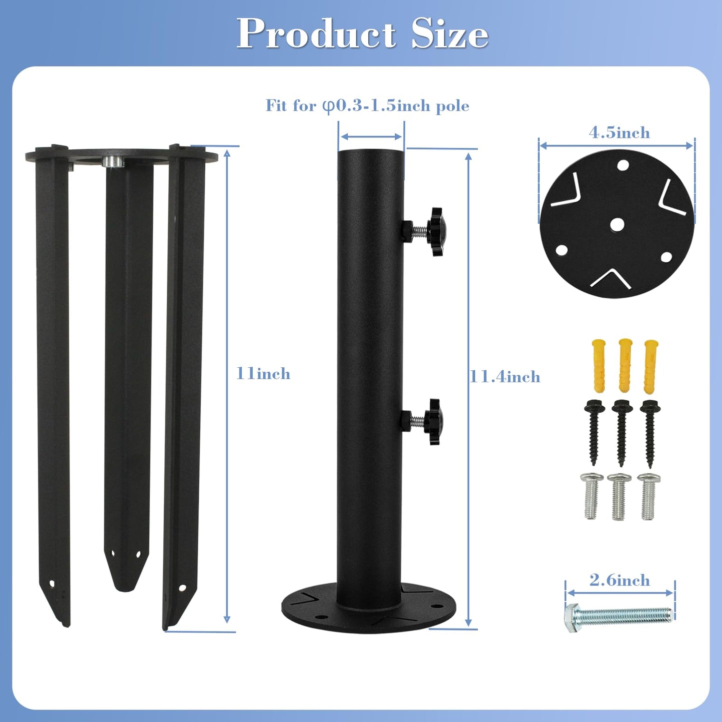 YZZHAJ Patio Umbrella Stand Base, Heavy Duty Outdoor Umbrella Holder, Metal Grass Umbrella Ground Stake, Steel Outdoor Umbrella Base for Decks, Patios, Lawn, Docks