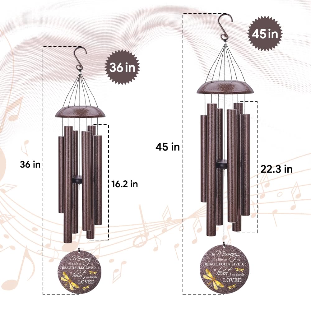 Extrabily Sympathy Wind Chimes, Personalized Dragonfly Wind Chimes for Loss of Loved One, Commemorative Sympathy Gifts for Funeral, in Memory of Dad/Mom 36inch (Produced in USA)