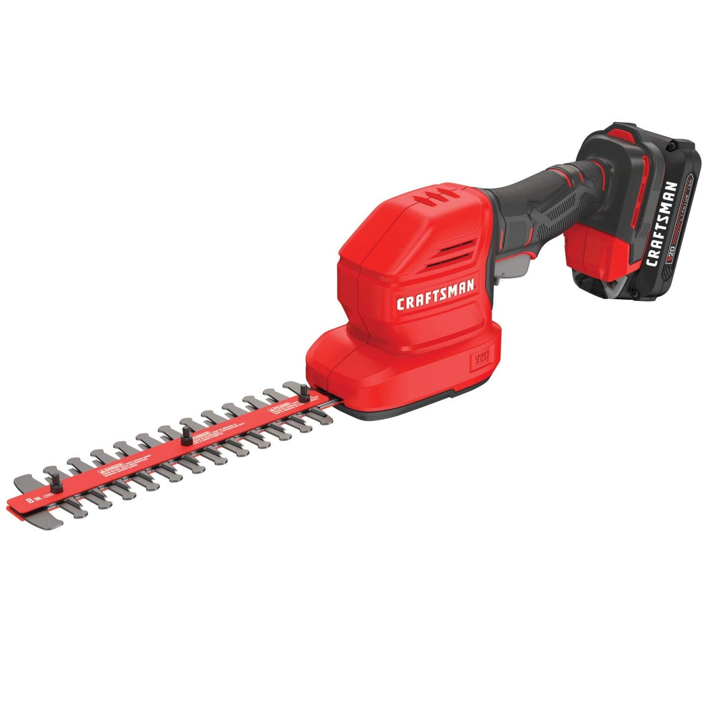 CRAFTSMAN V20 4 In. Cordless Handheld Grass Trimmer and 8 In. Mini Hedge Trimmer, Battery and Charger Included, Rechargeable 2 in 1 Grass Shear and Bush Trimmer (CMCSS800C1)