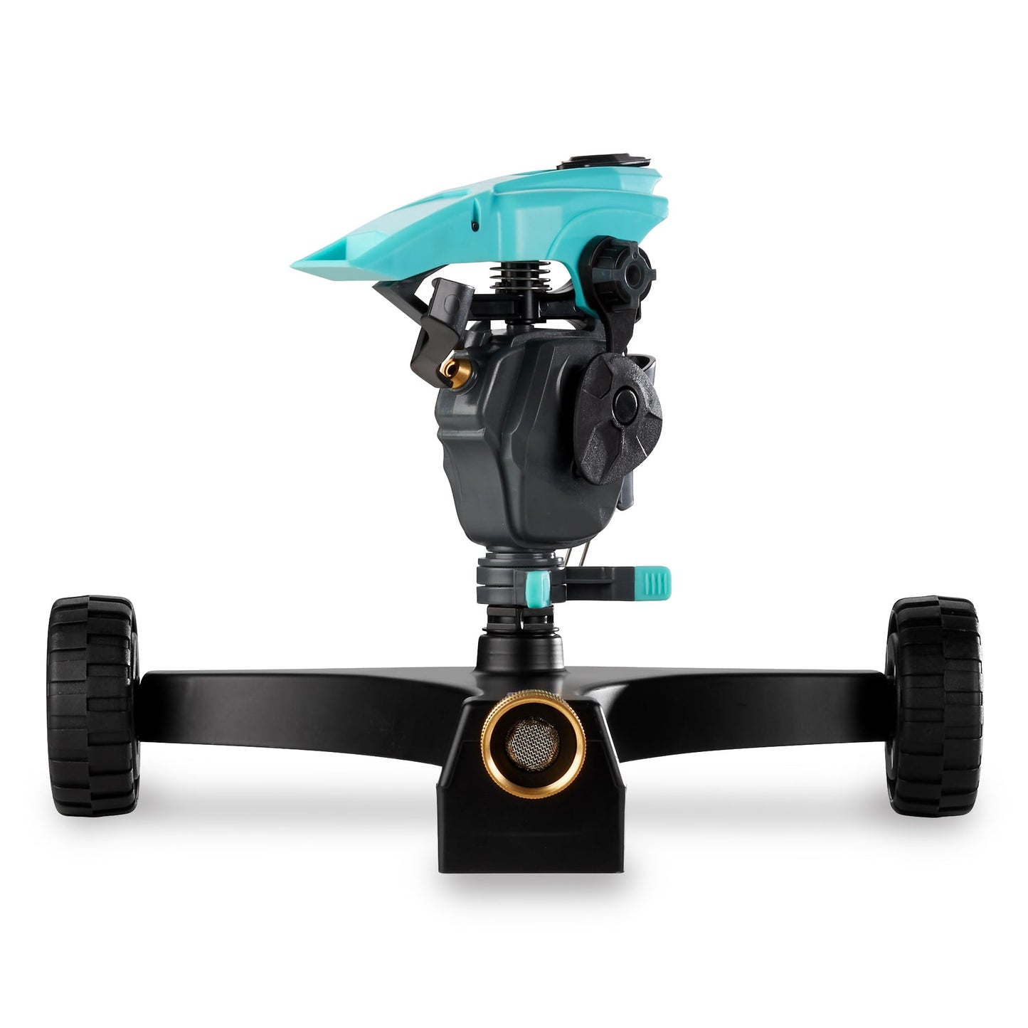 All-new Pulsating Lawn Sprinkler 300011, Impact Sprinkler w/ 70 ft Reach, 360° Range Gear & Pulsating Mechanism, 3,900 sq ft Lawn & Garden Watering, Metal Base w/Wheels, by New England Garden Tools
