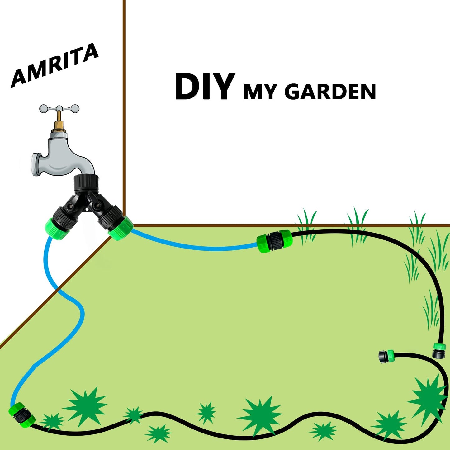 AMRITA Fittings for 1/2" Garden Soaker Hose, Female/Male Connector&Valves&Straight Connectors.(Fittings)