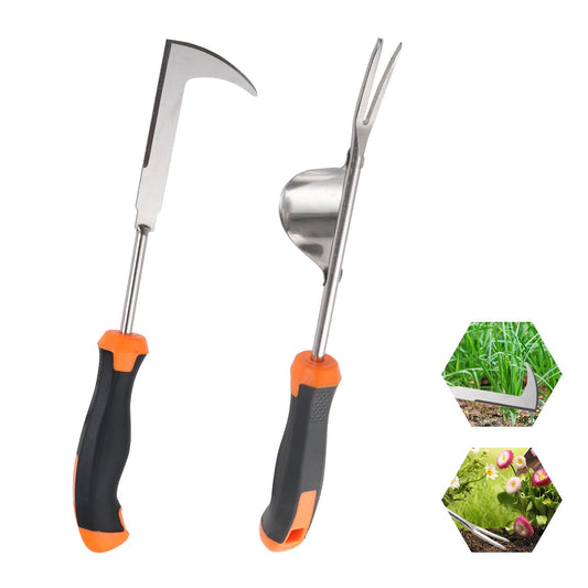 Foyucool Weed Puller Tool, Set of 3, Rubber Handle Weed Remover Tool, Manual Weeder,L-Shaped Weeding Tool, Thickened Stainless Steel Crack Weeder,Planting and Weeding for Garden, Patio